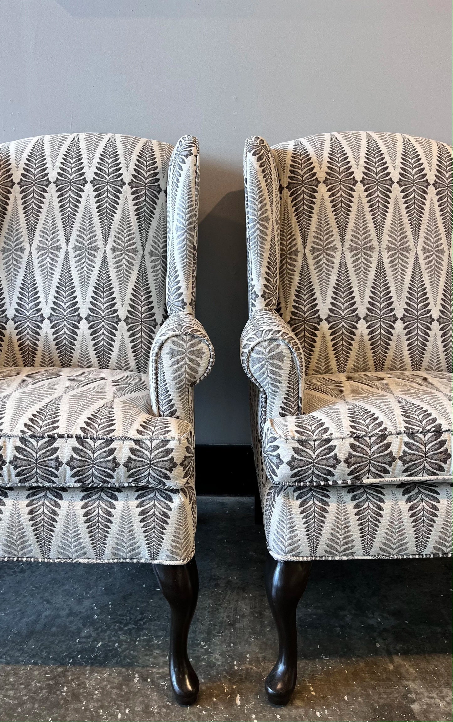 Pair of Botanical Wingback Chairs