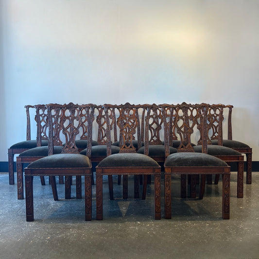 Set of 12 French Press Mohair Estate Chairs