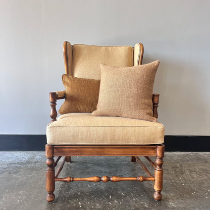 Honeycomb Wood Frame Wingback & Ottoman