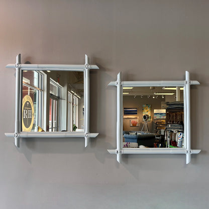 Vintage Blue Bamboo Style Mirror