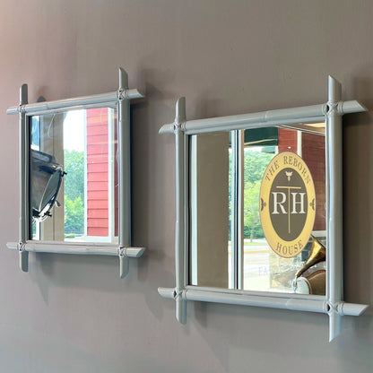 Vintage Blue Bamboo Style Mirror