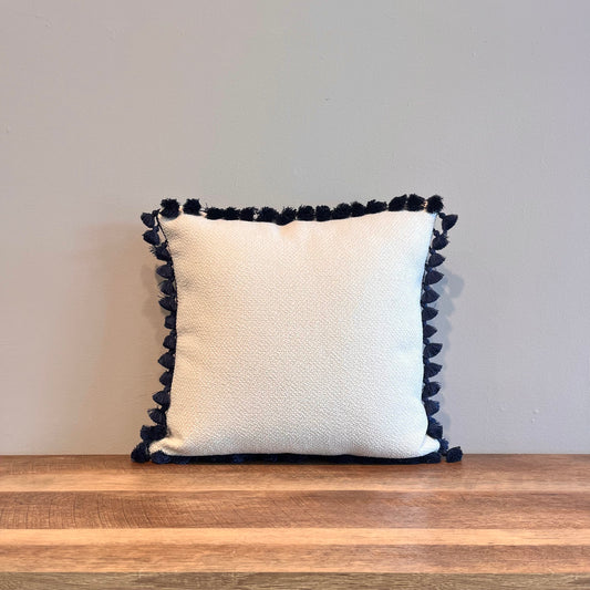 Navy Tassel Throw Pillow