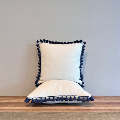 Navy Tassel Throw Pillow