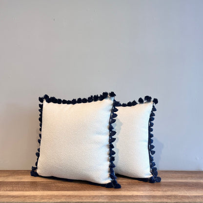 Navy Tassel Throw Pillow