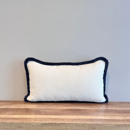 Navy Fringe Lumbar Pillow