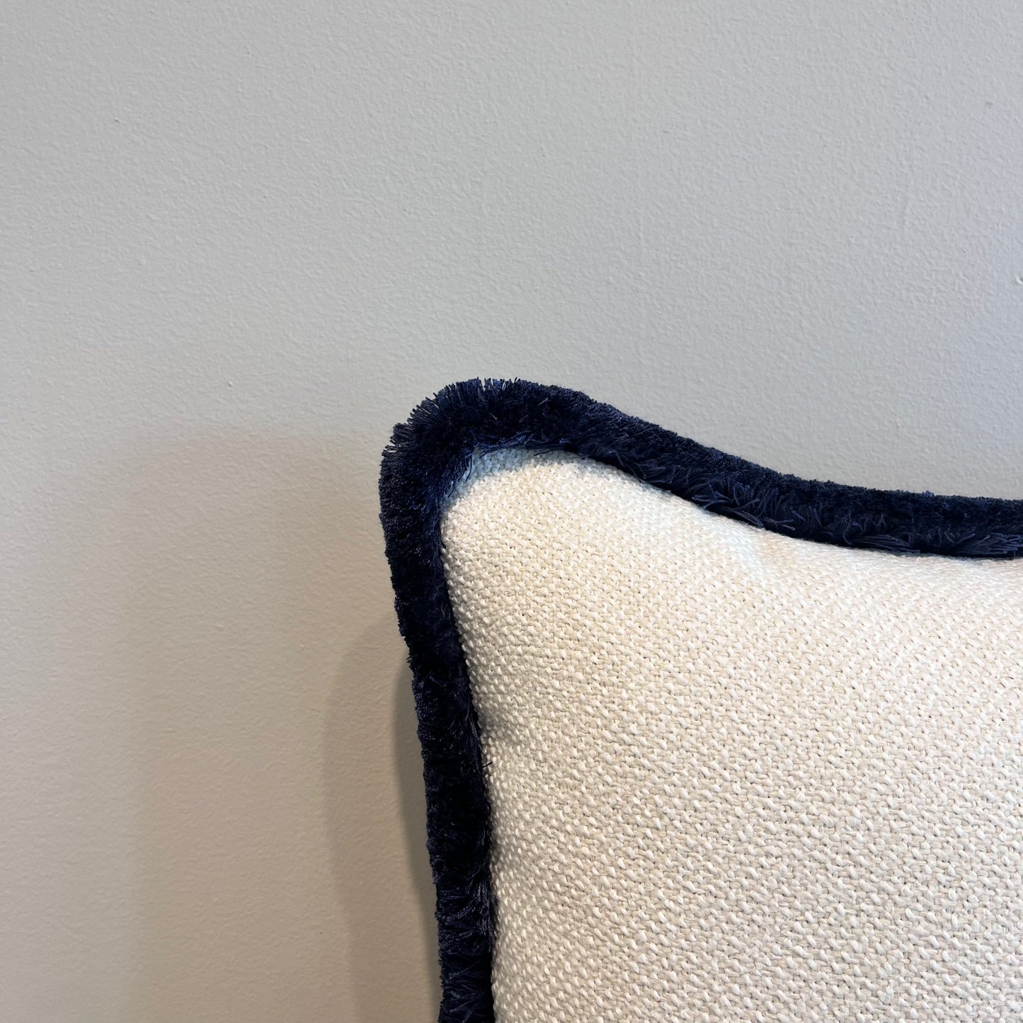 Navy Fringe Lumbar Pillow
