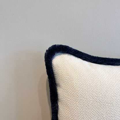 Navy Fringe Lumbar Pillow