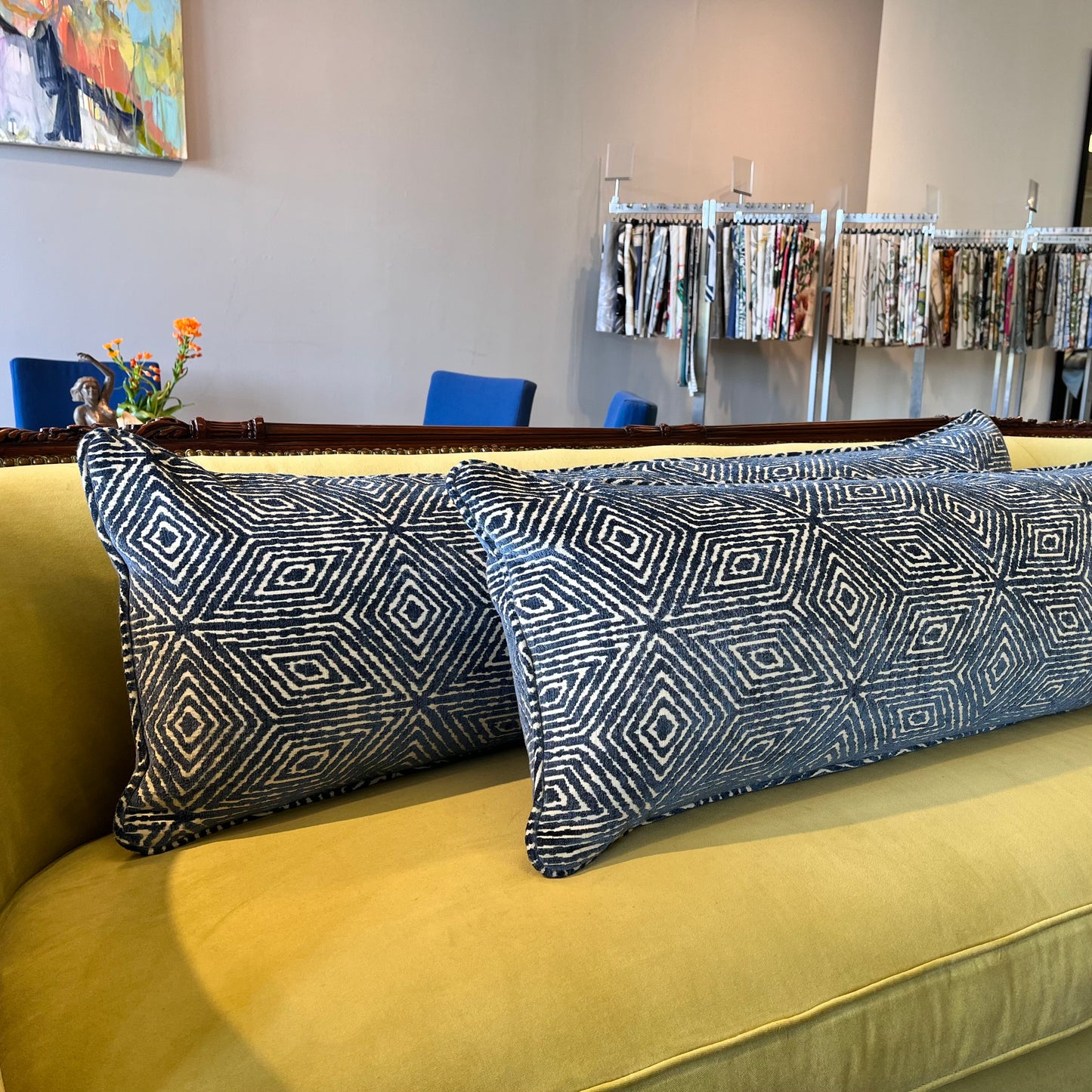 Geometric Chenille Lumbar Pillow