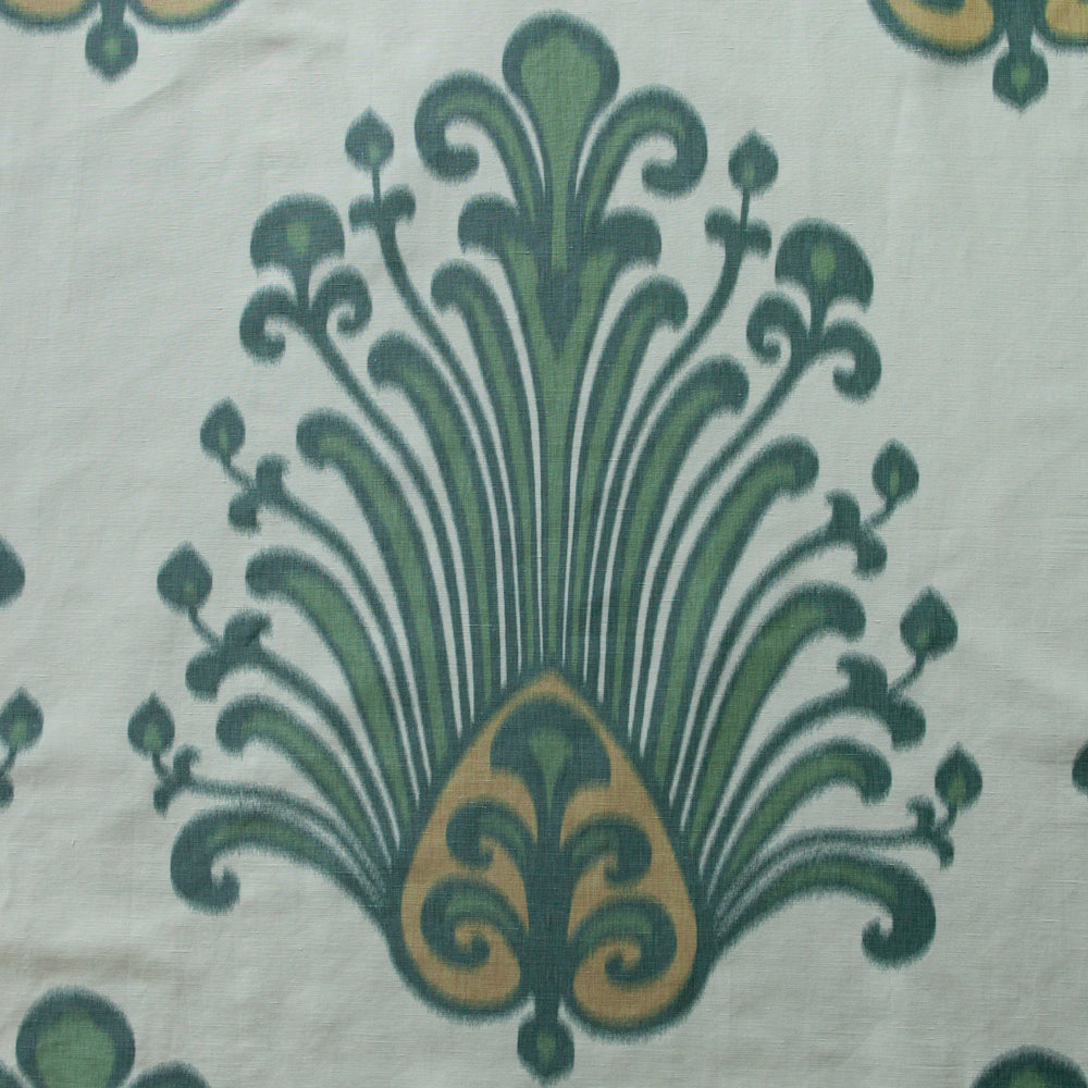 Irina Damask Fabric by Titley & Marr in Grass & Ochre