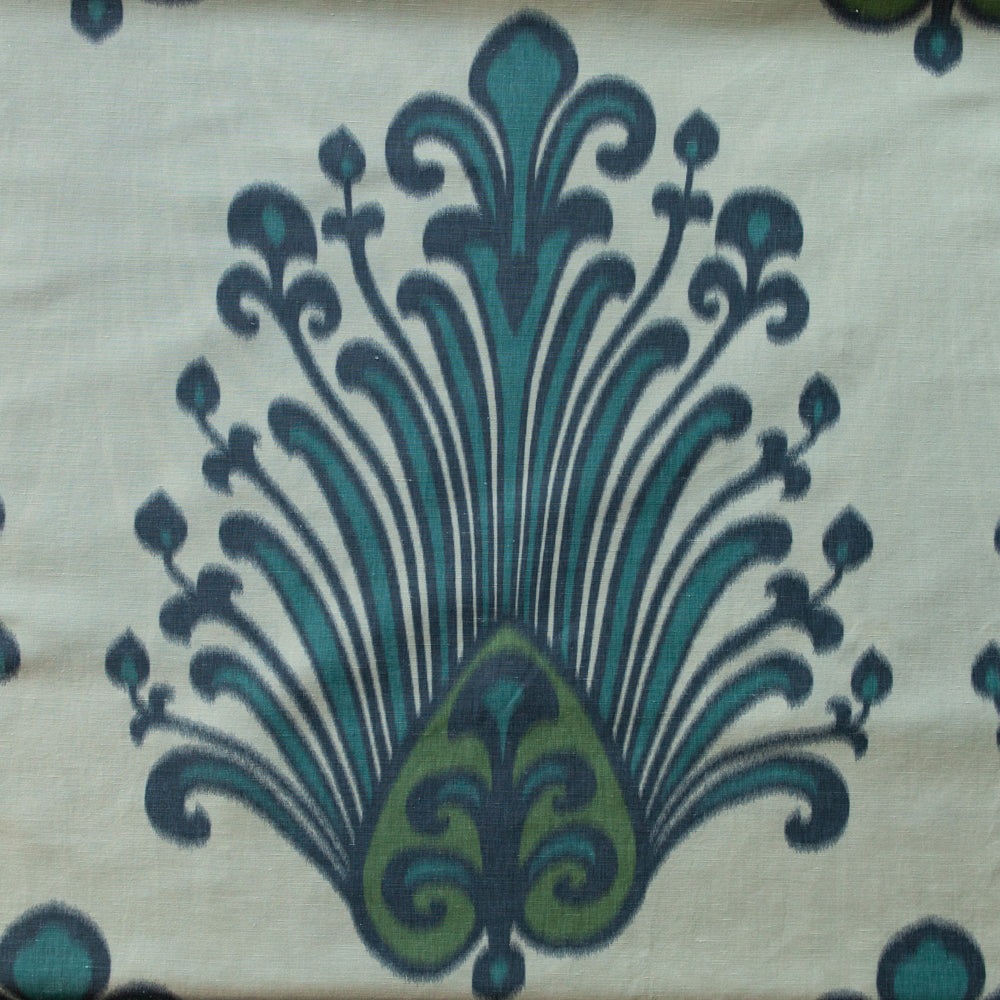 Irina Damask Fabric by Titley & Marr in Teal & Linden