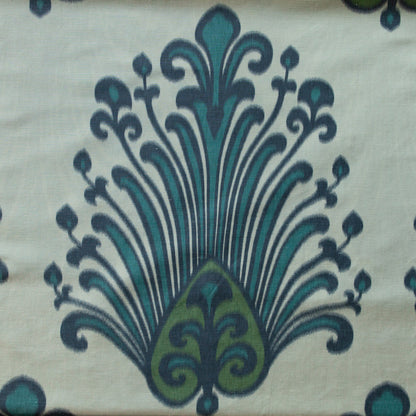 Irina Damask Fabric by Titley & Marr in Teal & Linden