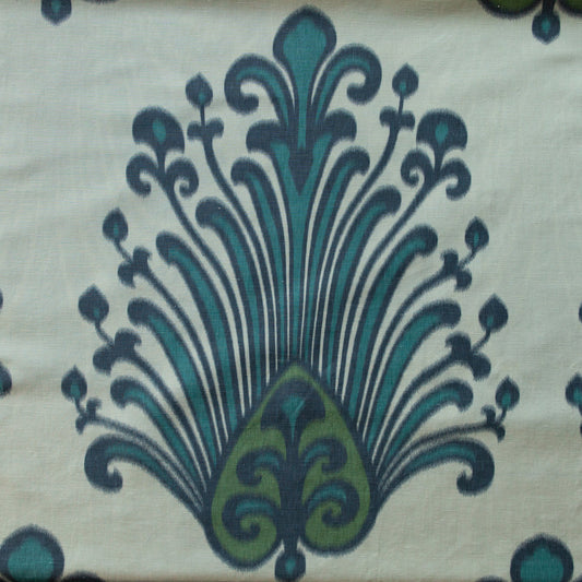 Irina Damask Fabric by Titley & Marr in Teal & Linden