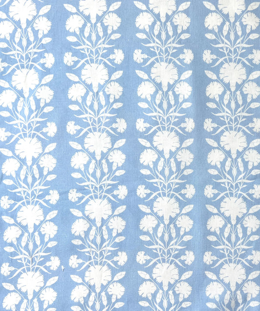 Isabella Fabric by Betsy Textiles in White on Blue