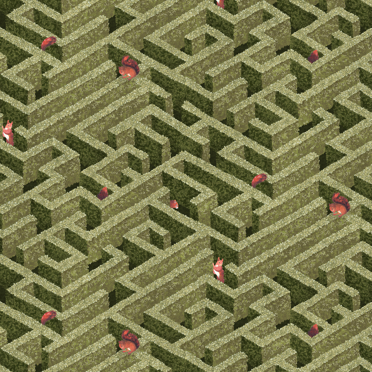 Labyrinth With Squirrels Wallpaper by Josephine Munsey in 01