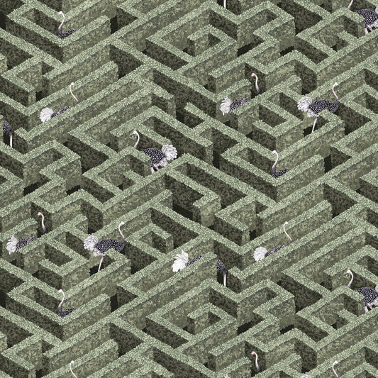 Labyrinth With Ostriches Wallpaper by Josephine Munsey in 01