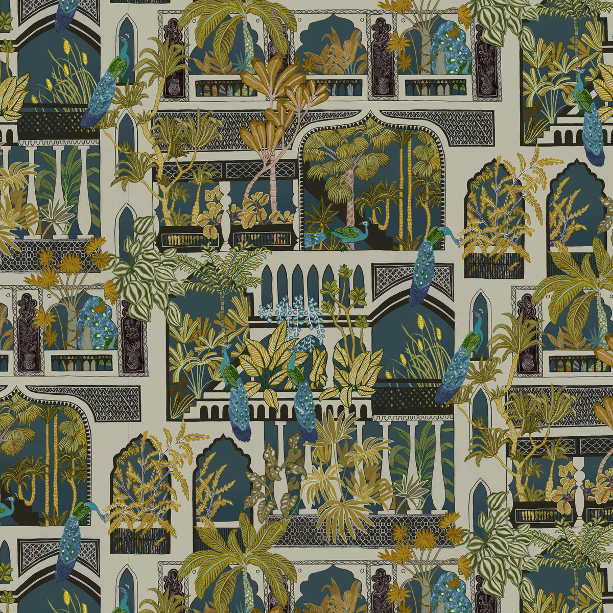 Peacock Arches Wallpaper by Josephine Munsey in 21