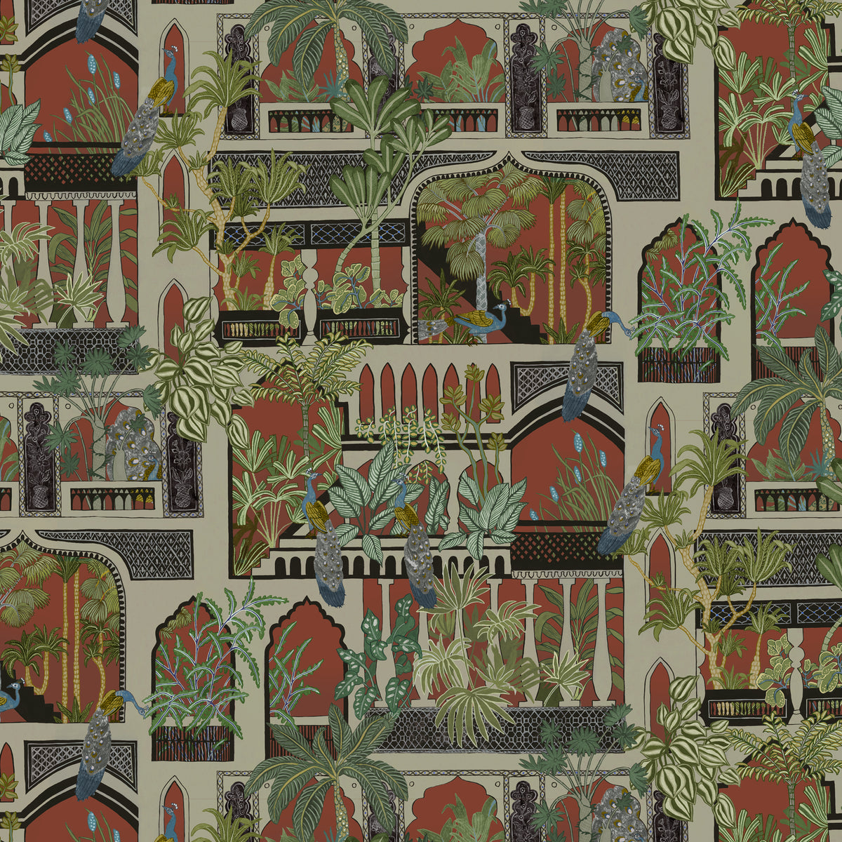 Peacock Arches Wallpaper by Josephine Munsey in 41