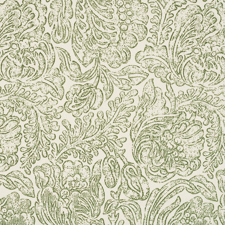 Woodblock Flower Fabric by Jasper in Green