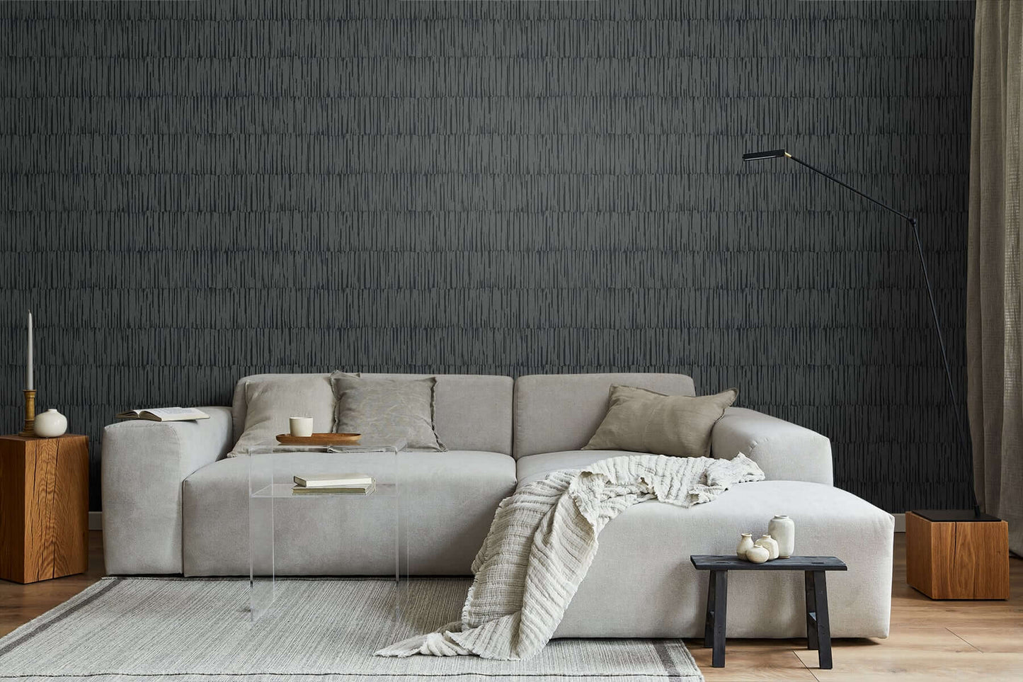 Seabrook Japandi Style Naomi Wallpaper - Charcoal