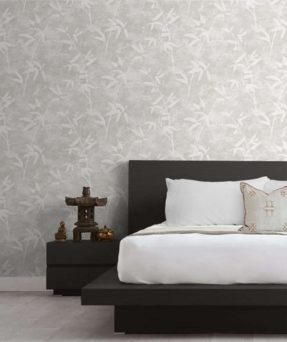 Seabrook Japandi Style Honshu Bamboo Wallpaper - Gray