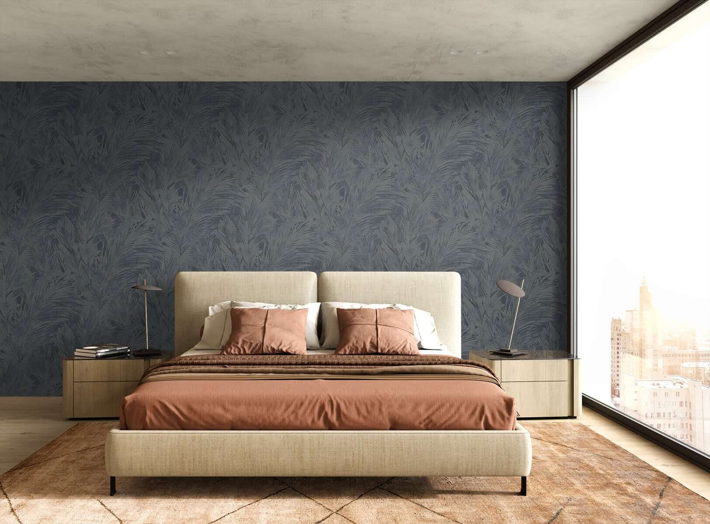 Seabrook Japandi Style Mari Wallpaper - Navy Blue