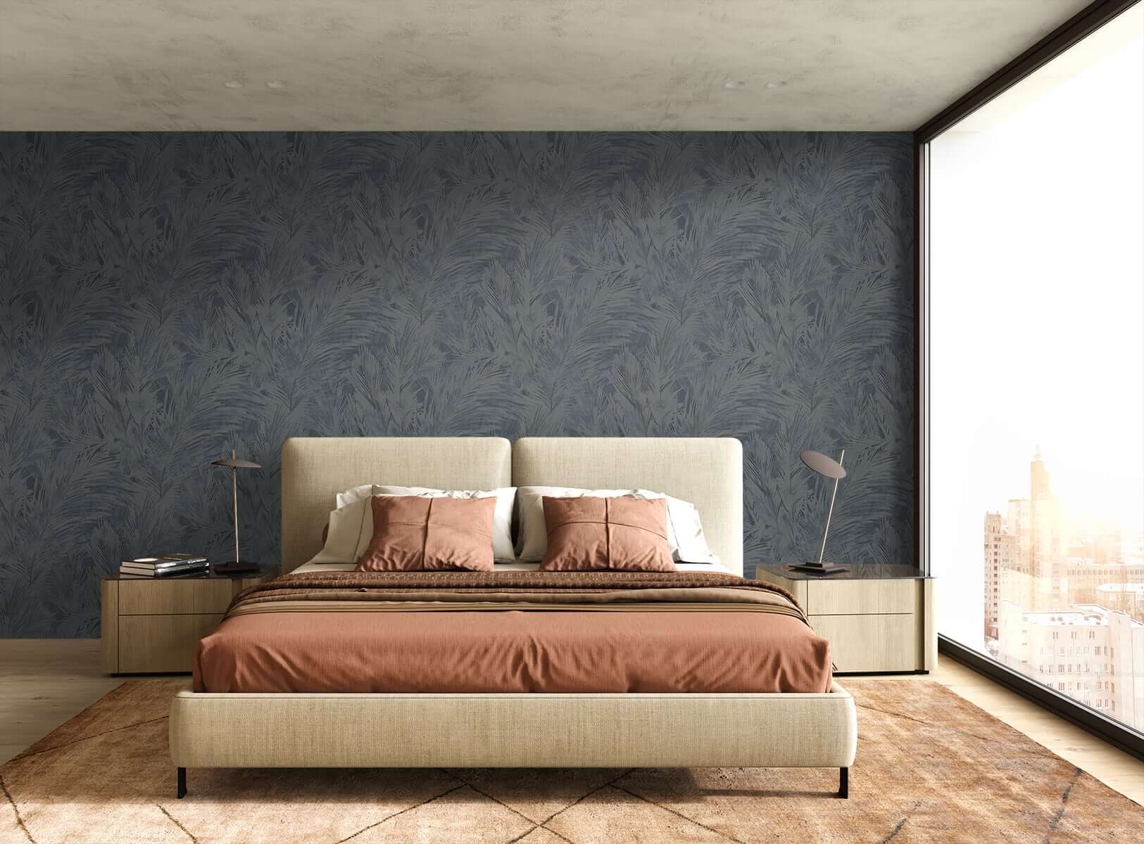 Seabrook Japandi Style Mari Wallpaper - Navy Blue