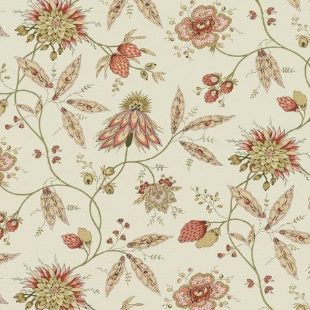 Fraises Des Bois Fabric by Jasper in Pink Green