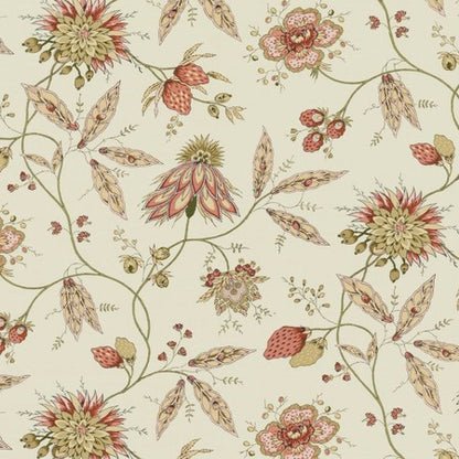 Fraises Des Bois Fabric by Jasper in Pink Green
