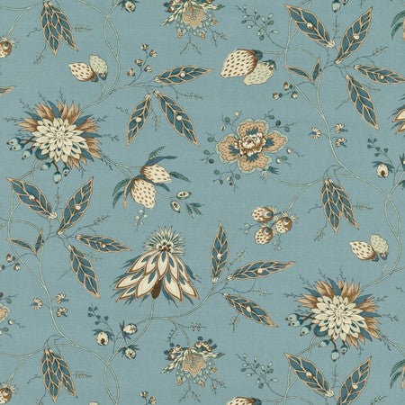 Fraises Des Bois Fabric by Jasper in Blue Brown