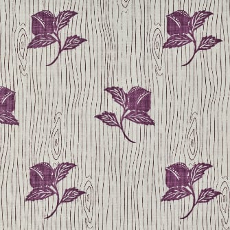 Cherry Blossom Fabric by Katie Ridder in Aubergine on White