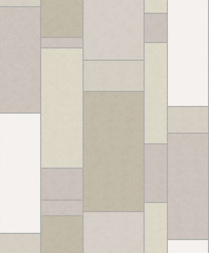 Seabrook Mondrian De Stijl Wallpaper - Soft Sage & Silver