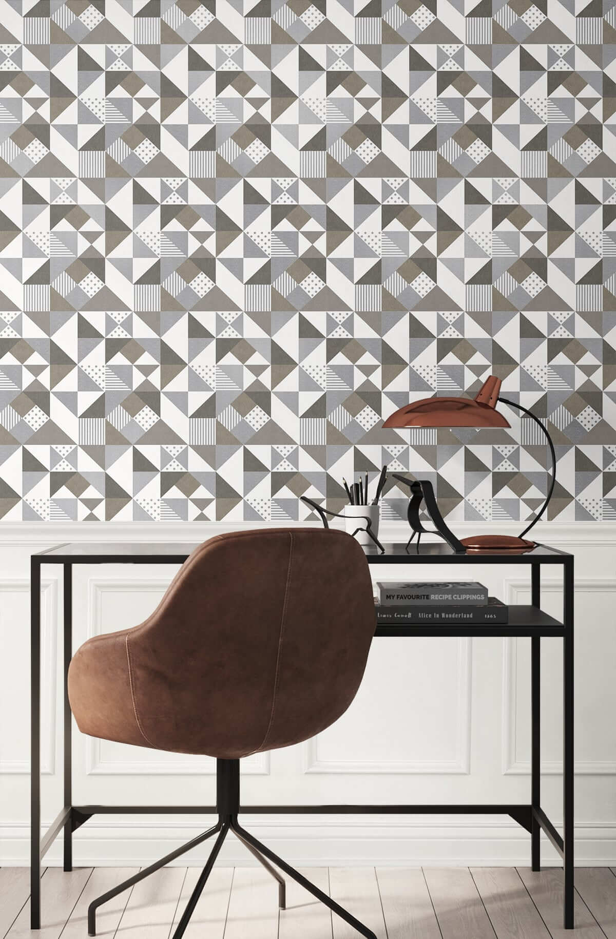 Seabrook Mondrian Lozenge Wallpaper - Antique Bronze