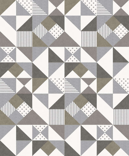 Seabrook Mondrian Lozenge Wallpaper - Antique Bronze