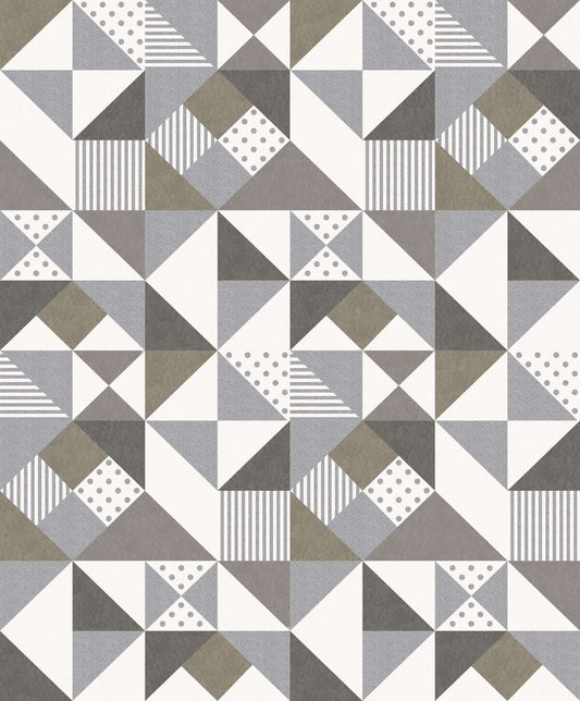 Seabrook Mondrian Lozenge Wallpaper - Antique Bronze