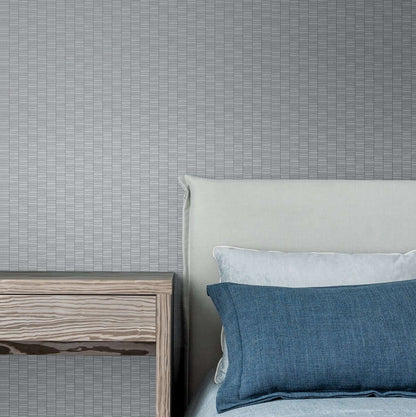 Seabrook Mondrian Deco Spliced Stripe Wallpaper - Skylight