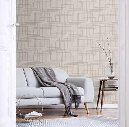 Seabrook Mondrian Bauhaus Wallpaper - Warm Grey