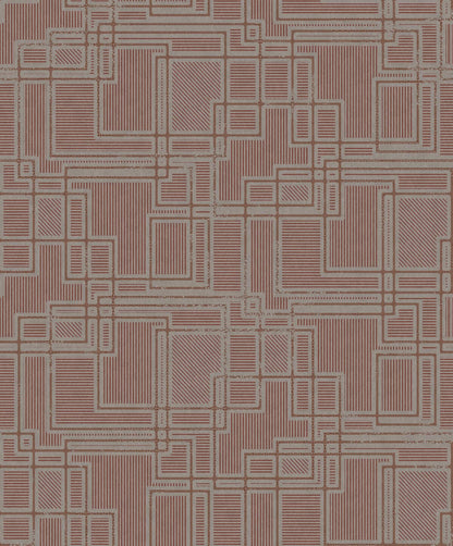 Seabrook Mondrian Bauhaus Wallpaper - Burgundy