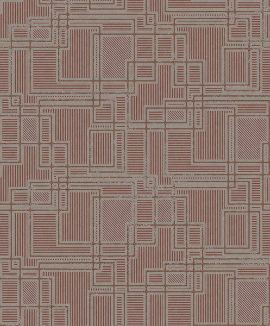 Seabrook Mondrian Bauhaus Wallpaper - Burgundy