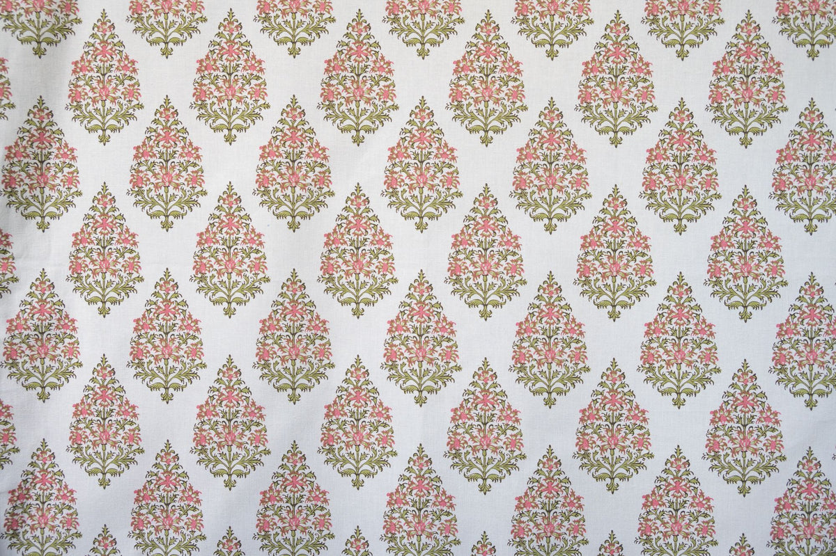 Kashmir Fabric by Titley & Marr in Green & Rose