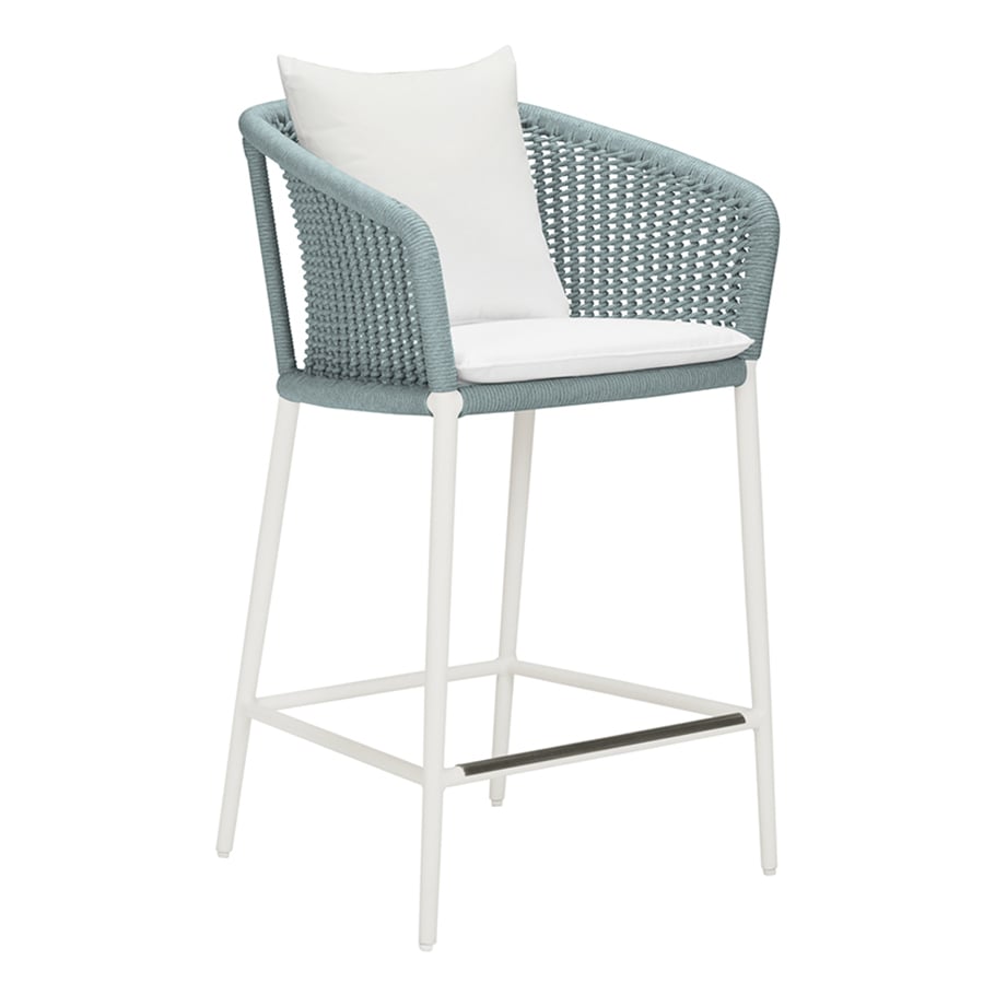 Knot Counter Stool With Arms by JANUS et Cie in Talc/Cyan