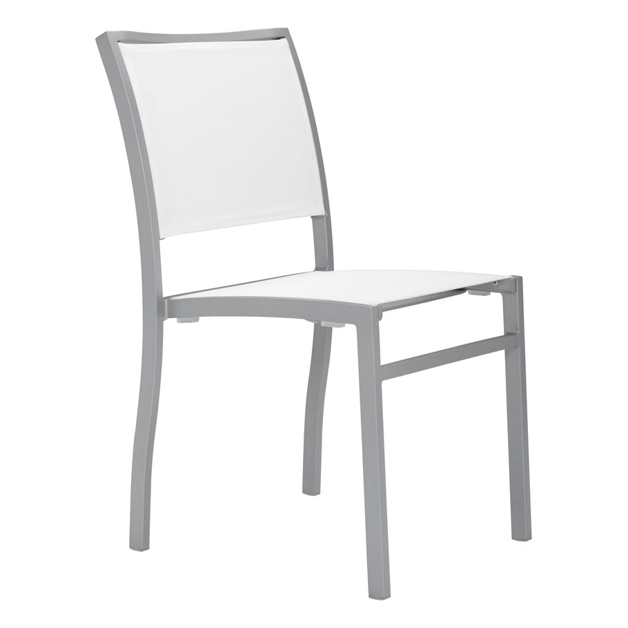 Koko II Stackable Mesh Side Chair by JANUS et Cie in Silver/White