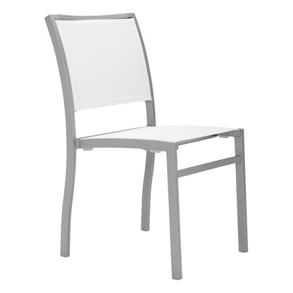 Koko II Stackable Mesh Side Chair by JANUS et Cie in Silver/White