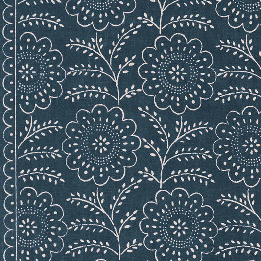 Lara Fabric by Décors Barbares in Blue, border detail