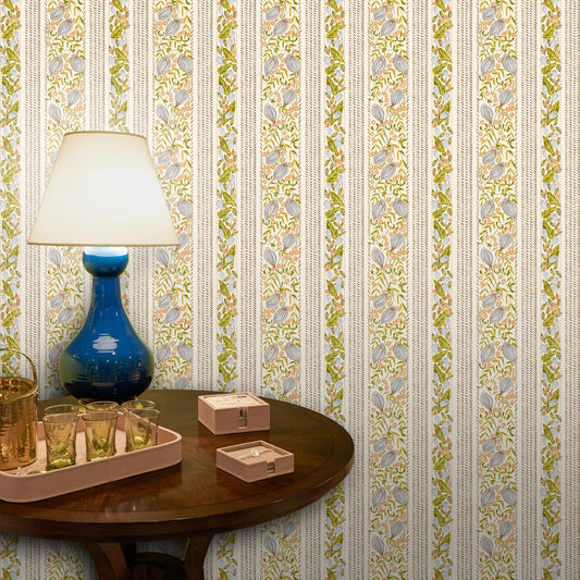 Lawrence Wallpaper by Ferrick Mason in Periwinkle Brown