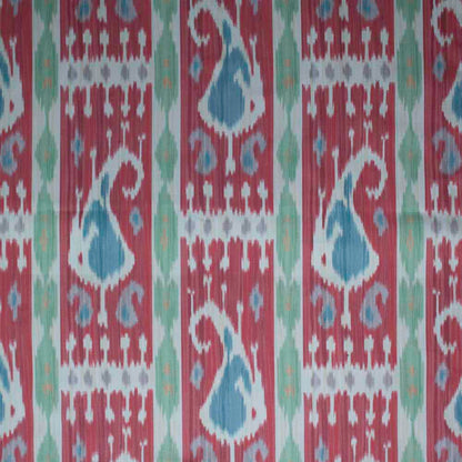 Leila Ikat Fabric by Titley & Marr in Cherry & Jade
