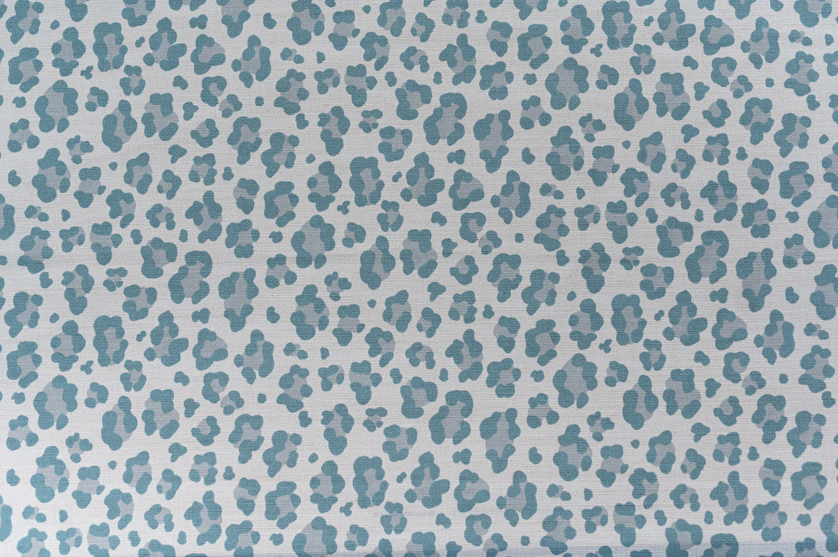 Leopard Spot Fabric by Titley & Marr in Aqua & Stone