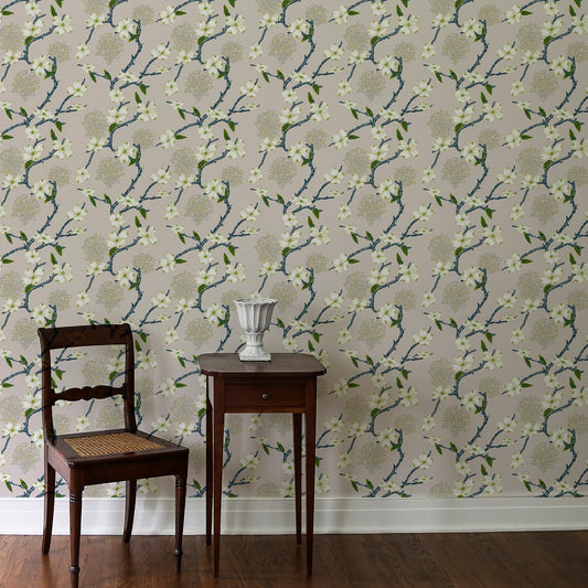 Lexington Wallpaper by Ferrick Mason in Dogwood