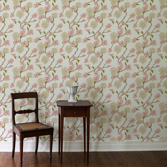 Lexington Wallpaper by Ferrick Mason in Pink Oyster