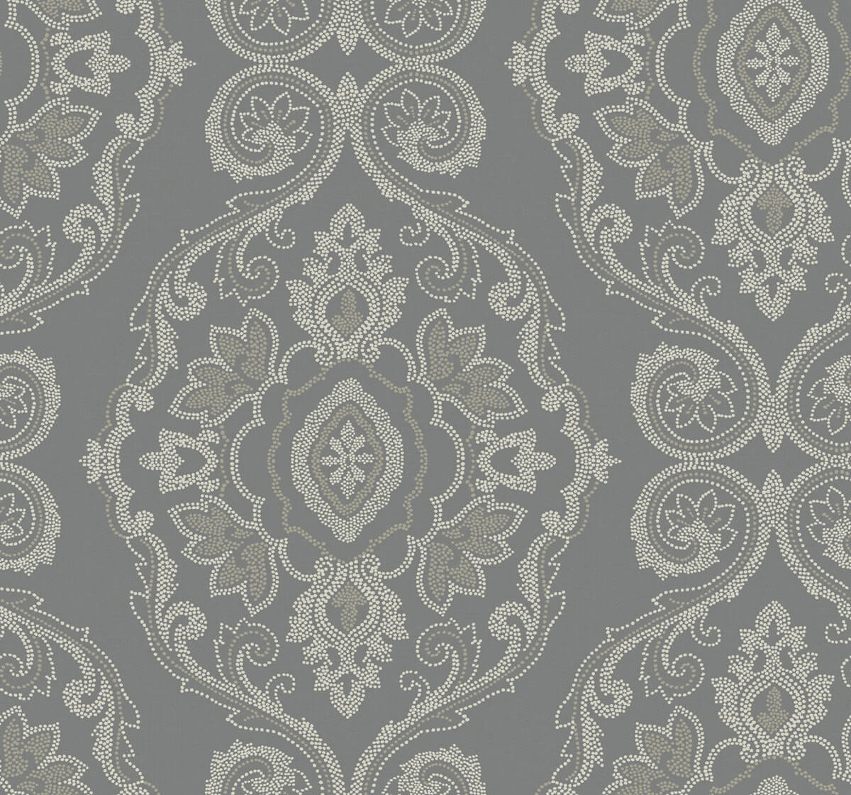 Seabrook Beach House Nautical Damask Wallpaper - Black Sands