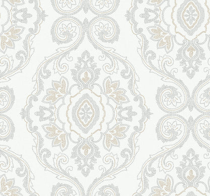 Seabrook Beach House Nautical Damask Wallpaper - Sand Dunes